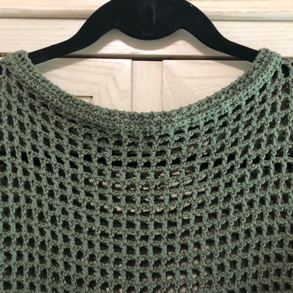 Handmade Crochet Topaz Tee in Olive Rayon/Cotton - Picture 2 of 7